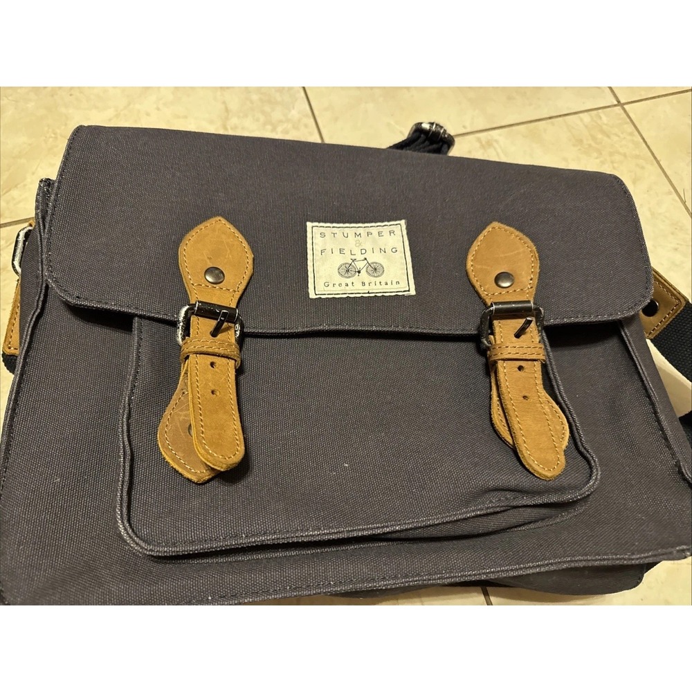 Stumper Fielding Great Britain Messenger Bag Blue Canvas Shoulder Bicycle
